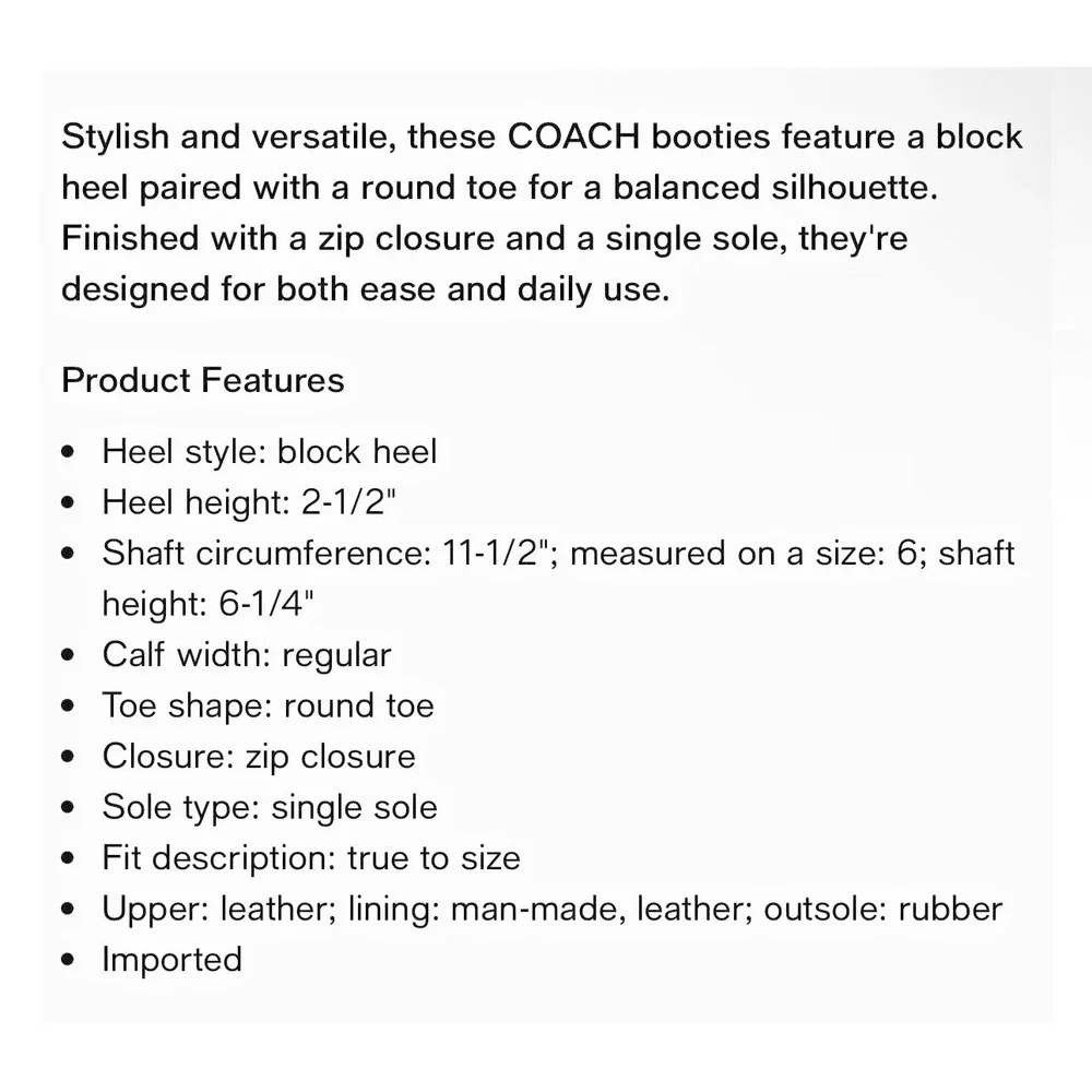 COACH Women Size 9.5B Sculpted C Leather Booties Maple Classic Sporty - Picture 2 of 16